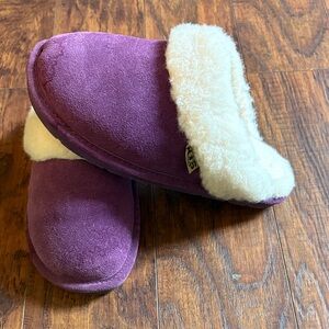Cozy Purple Slippers with Cream Fur Lining
